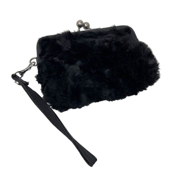 Simply Vera Wang wristlet bag black faux fur BoxU - Picture 2 of 4